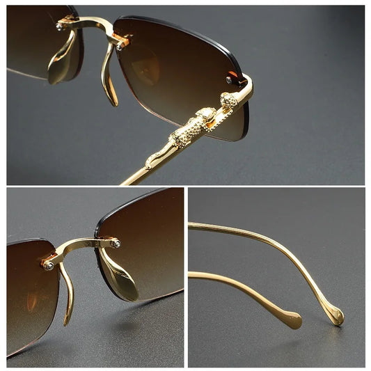 Rimless Sunglasses oval Fashion Metal Eyeglasses Unisex Shades Square Sun Glasses For Summer Traveling
