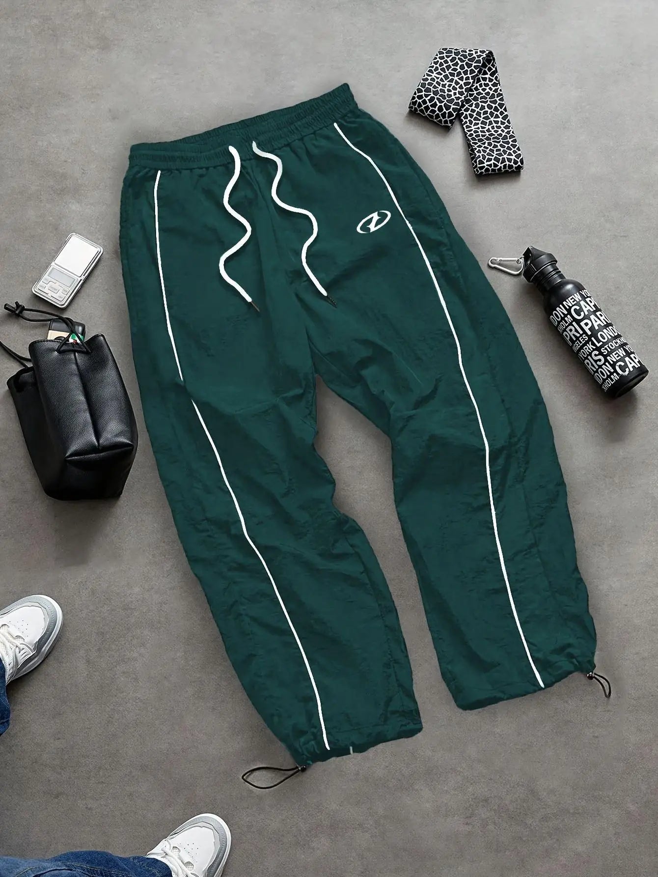Men's 4-Color Side Stripe Print Track Pants Elastic Waist Drawstring Hem Joggers Spring Summer Gym Casual Sports Trousers