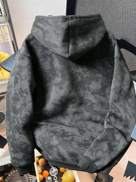 Men's Hooded Vintage Washed Sweatshirt, Casual Streetwear, Versatile Cool Style For Daily, Commute & Dating Wear