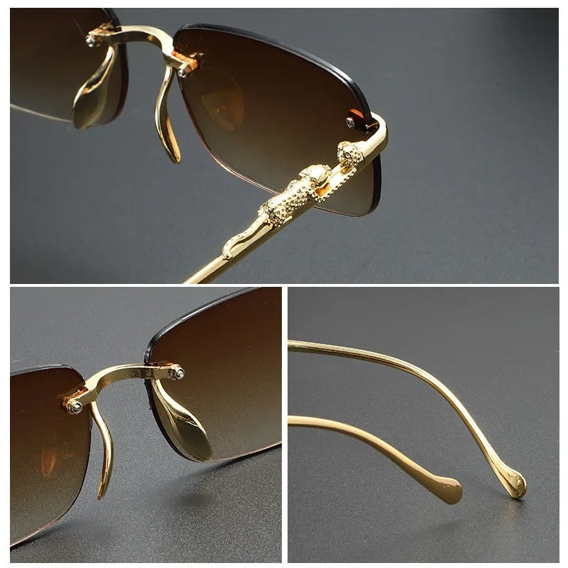 Rimless Sunglasses oval Fashion Metal Eyeglasses Unisex Shades Square Sun Glasses For Summer Traveling