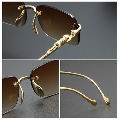 Rimless Sunglasses oval Fashion Metal Eyeglasses Unisex Shades Square Sun Glasses For Summer Traveling
