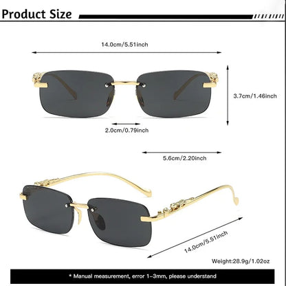 Rimless Sunglasses oval Fashion Metal Eyeglasses Unisex Shades Square Sun Glasses For Summer Traveling