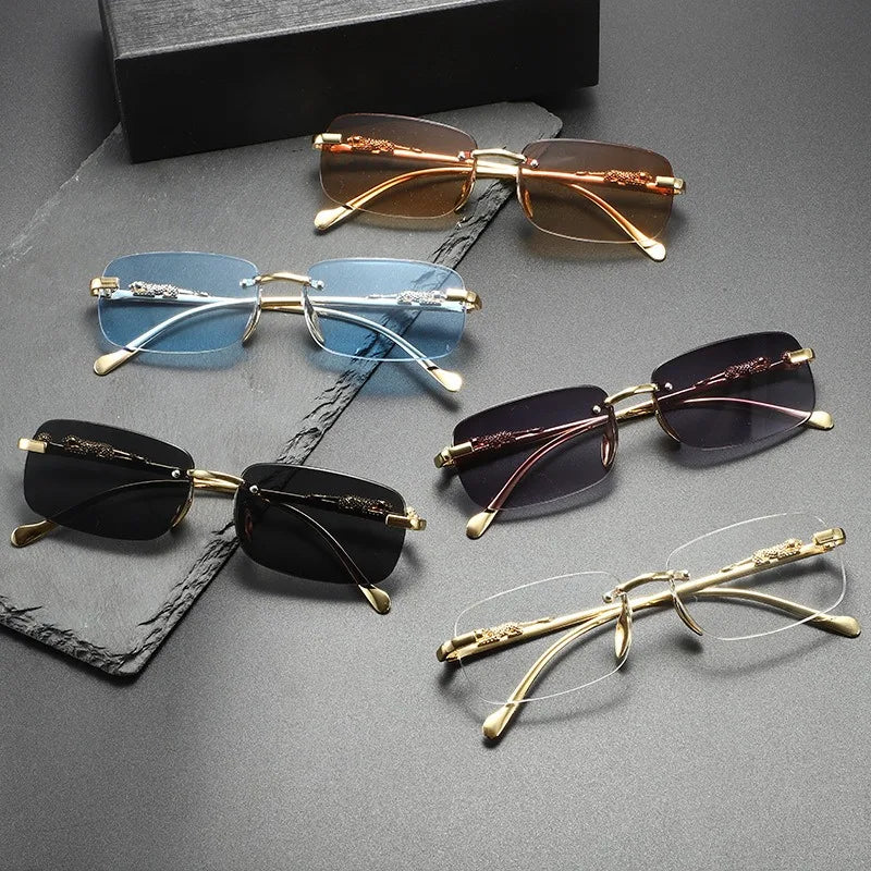 Rimless Sunglasses oval Fashion Metal Eyeglasses Unisex Shades Square Sun Glasses For Summer Traveling