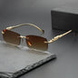 Rimless Sunglasses oval Fashion Metal Eyeglasses Unisex Shades Square Sun Glasses For Summer Traveling