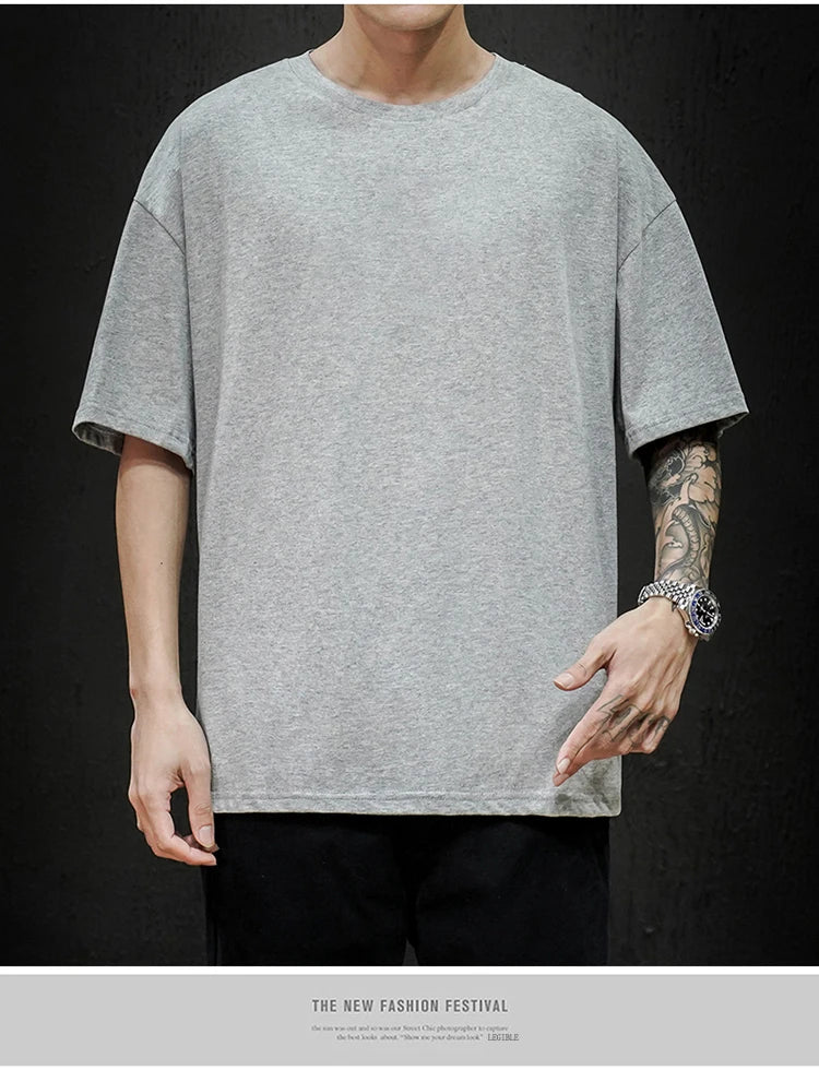 Men's T Shirt Casual Loose Cotton Short Sleeve T-Shirt Men Top Tee shirt Men