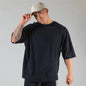 Cotton Gym Shirt Sport T Shirt Men Short Sleeve Running Shirt Men Workout Training Tees Fitness Loose large size M-XXXL