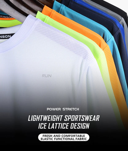 Summer Ice Silk Long Sleeve T-Shirt Men New Quick Dry Breathable Air Conditioning Outdoor Sun Protection Running Outer Wear