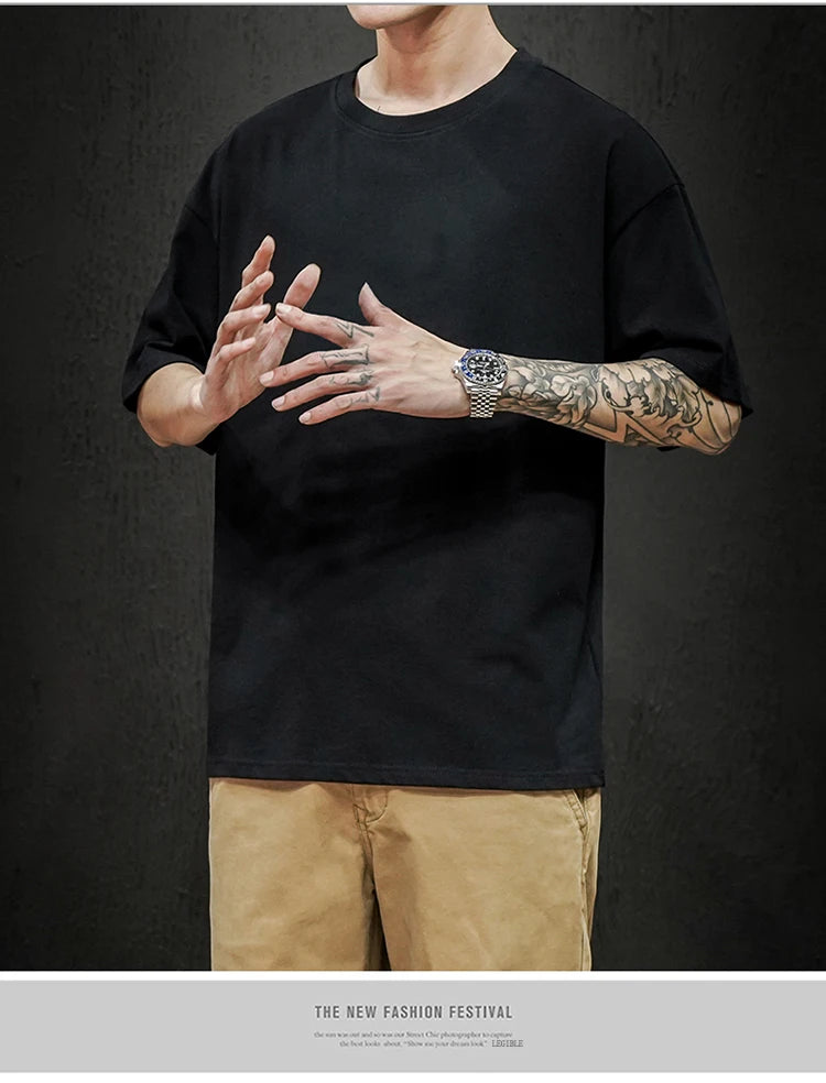 Men's T Shirt Casual Loose Cotton Short Sleeve T-Shirt Men Top Tee shirt Men