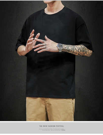 Men's T Shirt Casual Loose Cotton Short Sleeve T-Shirt Men Top Tee shirt Men