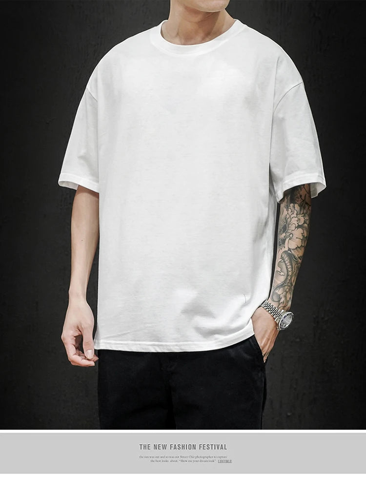 Men's T Shirt Casual Loose Cotton Short Sleeve T-Shirt Men Top Tee shirt Men