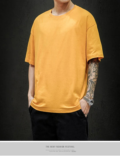 Men's T Shirt Casual Loose Cotton Short Sleeve T-Shirt Men Top Tee shirt Men