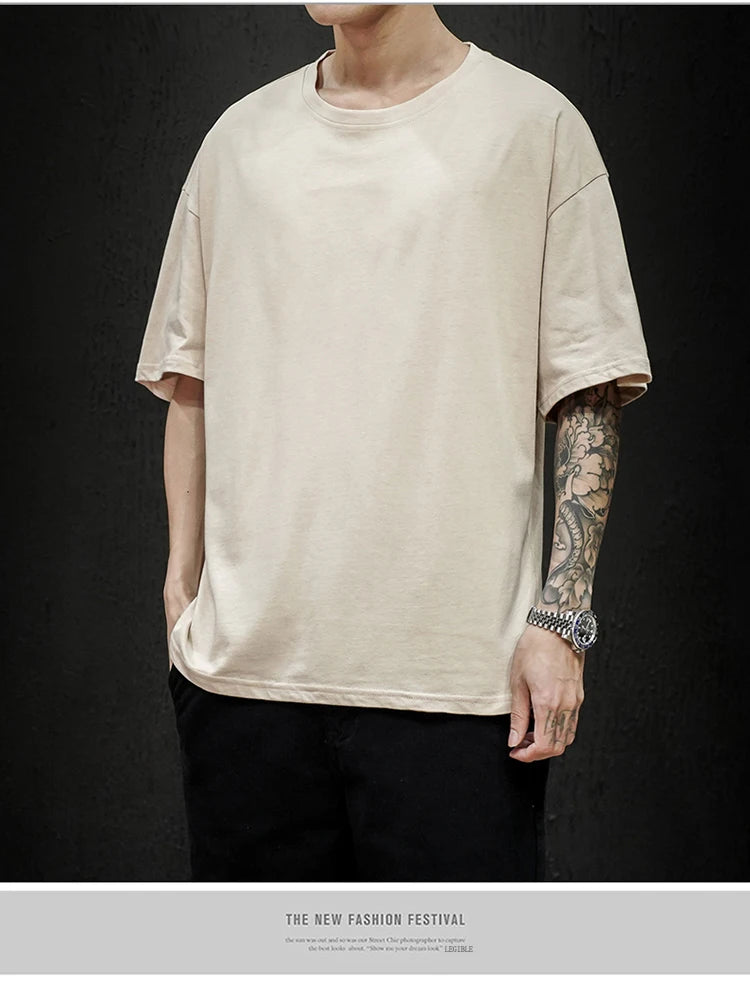 Men's T Shirt Casual Loose Cotton Short Sleeve T-Shirt Men Top Tee shirt Men