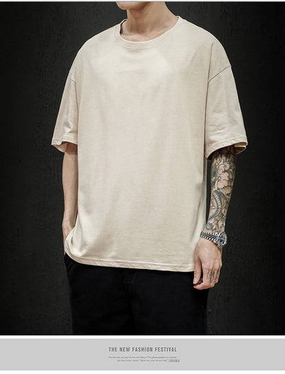Men's T Shirt Casual Loose Cotton Short Sleeve T-Shirt Men Top Tee shirt Men