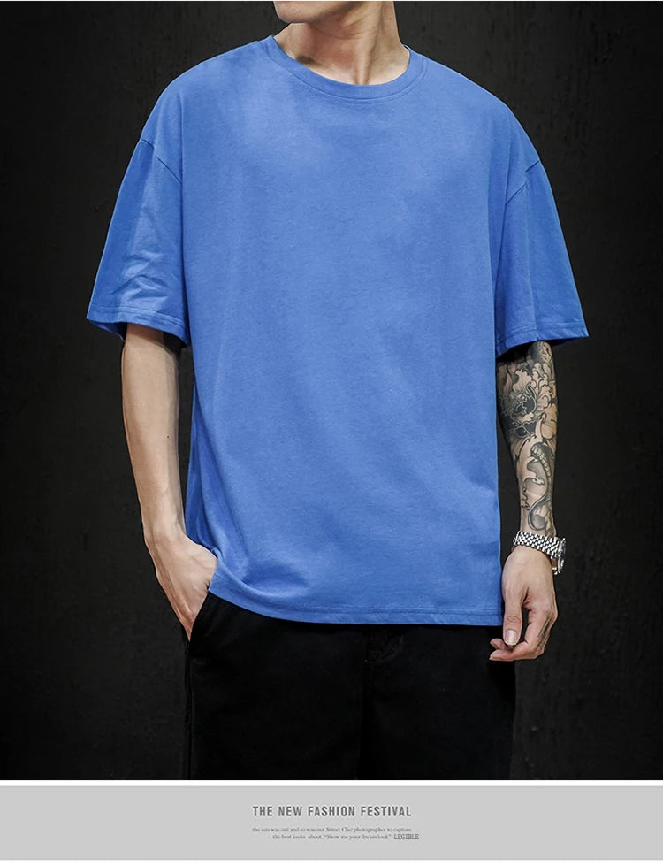 Men's T Shirt Casual Loose Cotton Short Sleeve T-Shirt Men Top Tee shirt Men
