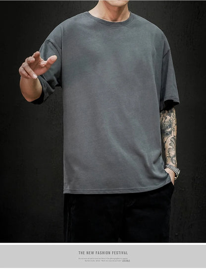 Men's T Shirt Casual Loose Cotton Short Sleeve T-Shirt Men Top Tee shirt Men