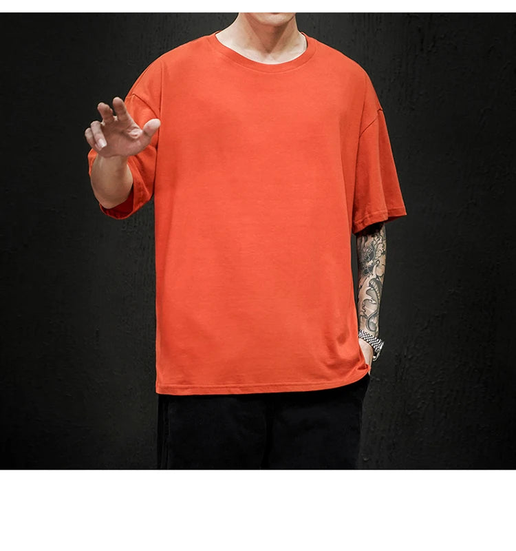 Men's T Shirt Casual Loose Cotton Short Sleeve T-Shirt Men Top Tee shirt Men