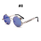 VIVIBEE Vintage Steampunk Red Sunglasses Round Punk Alloy Metal Retro Sun Glasses Goggles Gothic Style Shades