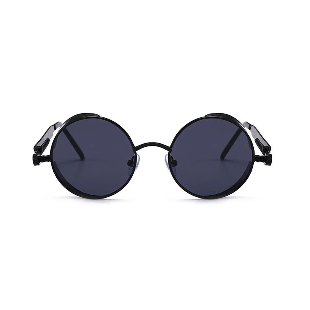 VIVIBEE Vintage Steampunk Red Sunglasses Round Punk Alloy Metal Retro Sun Glasses Goggles Gothic Style Shades