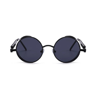VIVIBEE Vintage Steampunk Red Sunglasses Round Punk Alloy Metal Retro Sun Glasses Goggles Gothic Style Shades
