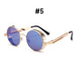 VIVIBEE Vintage Steampunk Red Sunglasses Round Punk Alloy Metal Retro Sun Glasses Goggles Gothic Style Shades
