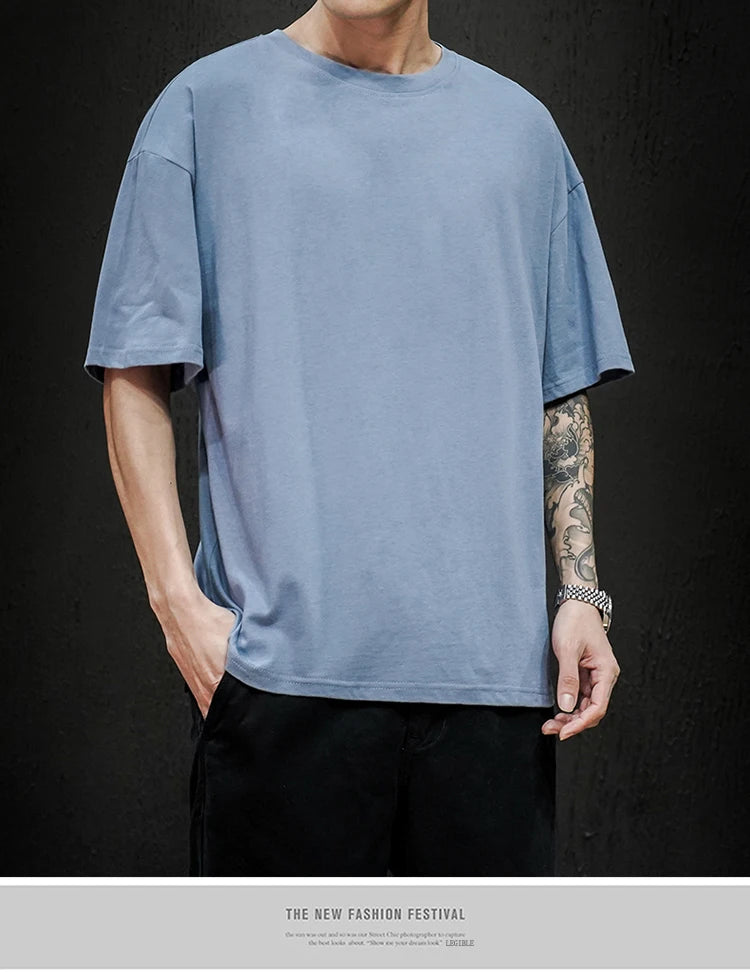 Men's T Shirt Casual Loose Cotton Short Sleeve T-Shirt Men Top Tee shirt Men