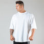 Cotton Gym Shirt Sport T Shirt Men Short Sleeve Running Shirt Men Workout Training Tees Fitness Loose large size M-XXXL