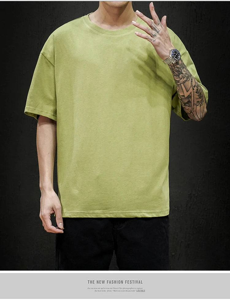 Men's T Shirt Casual Loose Cotton Short Sleeve T-Shirt Men Top Tee shirt Men