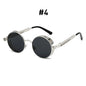 VIVIBEE Vintage Steampunk Red Sunglasses Round Punk Alloy Metal Retro Sun Glasses Goggles Gothic Style Shades