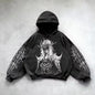 Retro Gothic Graphic Print Hip Hop Hoodie for Men Y2k Grunge Punk Casual Loose Pullover Women Streetwear Sweatshirt Hoodies