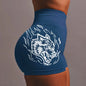 Wolf head three-piece pants high-elastic seamless high-waisted shorts
