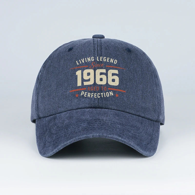 "Living Legend Since 1966" Washed Baseball Cap Adjustable Unisex Gift For Vintage Lovers