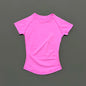 Histello Women Short Sleeve Sports T-Shirt Round Neck Breathable Stretchy Quick Dry Top Yoga Gym Running Fitness Activewear