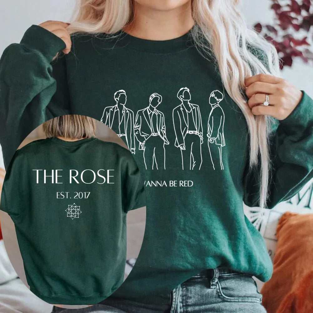 The Rose Kpop Sweatshirt Back To Me Hoodie Korean Group Pullover Women Long Sleeve Sweatshirts Graphic Hoodies Kpop Fans Gift