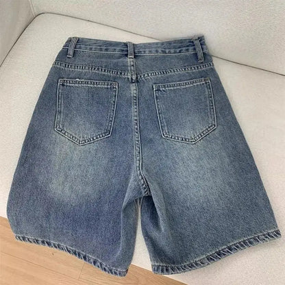 Profashion Women Casual Denim Shorts Short Jeans Knee Length Denim Pant Women High Waist Shorts