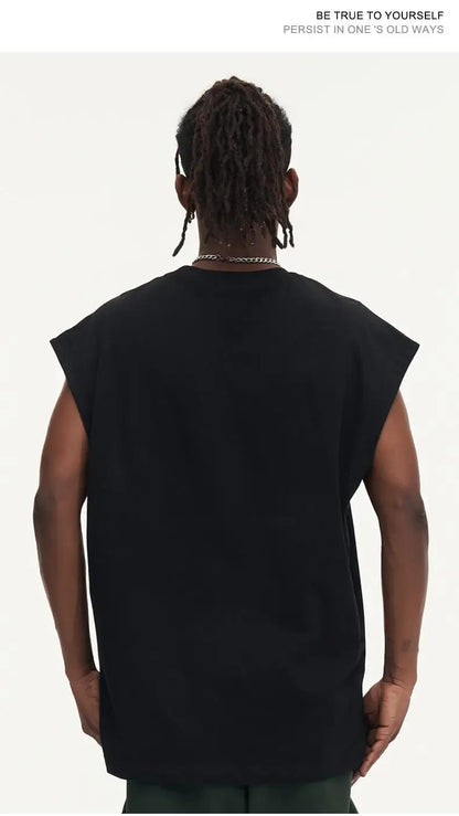 270gsm Summer Tank TopSleeveless T shirt 100% Cotton Solid Color Men Oversized Causal O-neck Basic T-shirt High Quality
