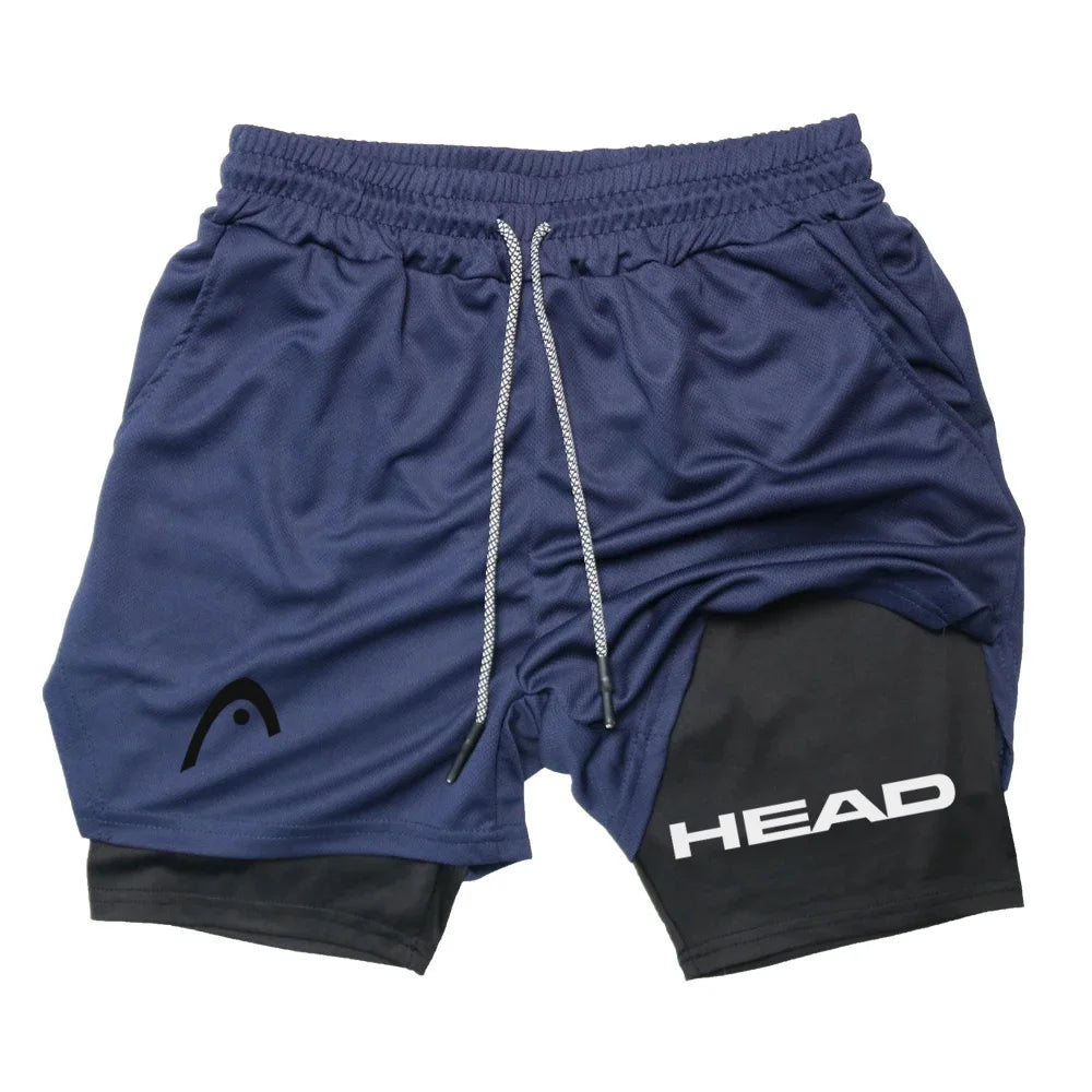 Anime Berserk Head Running Shorts Fitness Gym Training 2 in 1 Sports Quick Dry Workout Jogging Double Deck Summer