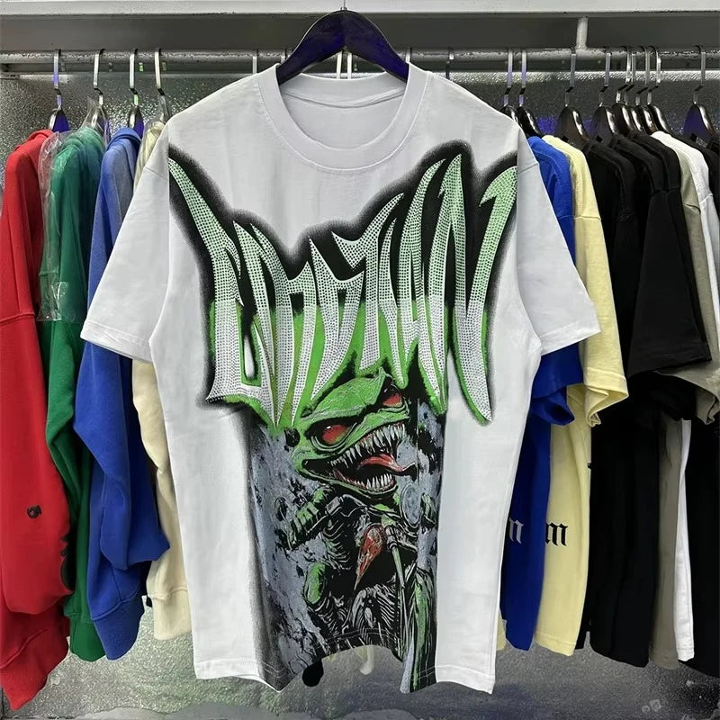 Unisex Couple Street Style Angel Print Summer Top Round Neck Short Sleeve T-Shirt