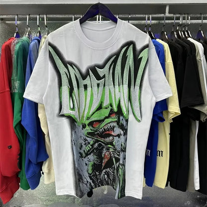 Unisex Couple Street Style Angel Print Summer Top Round Neck Short Sleeve T-Shirt