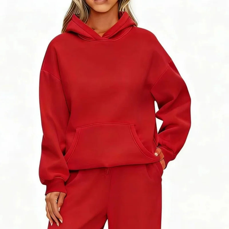 Casual Sports hoodie Sweatshirt Solid-color long-sleeve Women's Fashion Loose hoodie Women's tops pullover