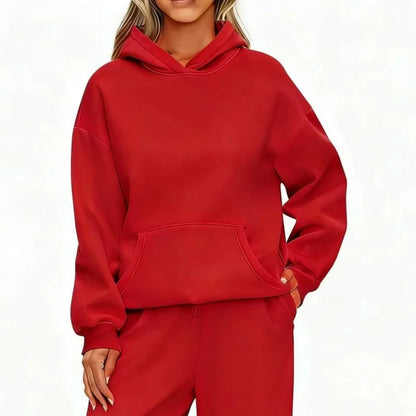 Casual Sports hoodie Sweatshirt Solid-color long-sleeve Women's Fashion Loose hoodie Women's tops pullover