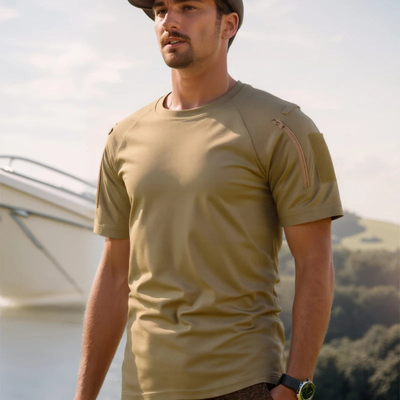 Men Summer Quick Dry T-shirt Breathable Pullover Climbing Tees Casual Cargo Shirts