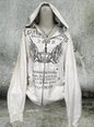 Mountainous Carving Harajuku Hoodie Y2K New Fleece Thickened Got Print Zipper Hoodie Women Street Hip Hop Joker Loose Sweatshirt