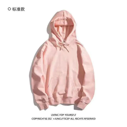 Oversize Hoodie Sweatshirt Pure Color Fleece Lined Couple Style High Quality Green Heavyweight Hooded Jacket for Men And Women
