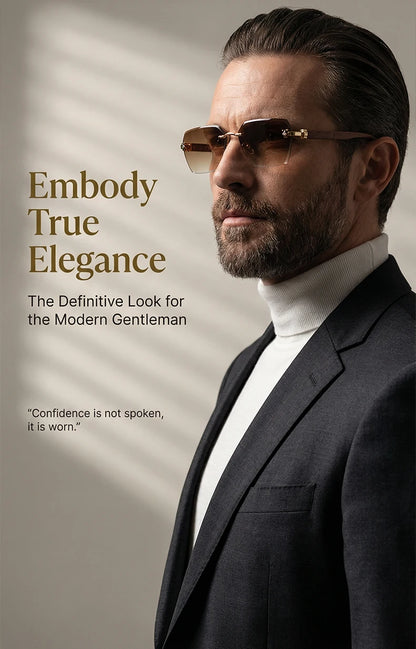Square Rimless Photochromic Sunglasses Men Vintage Sun Glasses Luxury Designer Shades Male Cut Lenses Frameless Eyewear