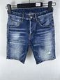 3006 Summer New Men's Jeans Washed Ripped Patch Paint Slim-fit Micro-elastic Denim Shorts Men's Black