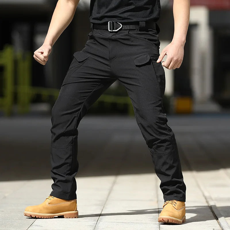 Men Outdoor Pants Multi Pockets Elastic Tactical Pant Waterproof Plus Size Casual Cargo Trousers Pockets Men Clothing