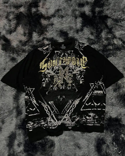 Southpole Y2K Vintage Cotton Graphic Tee Distressed Oversized Unisex T-Shirt with Gothic Print Streetwear Retro Soft Shirt Man