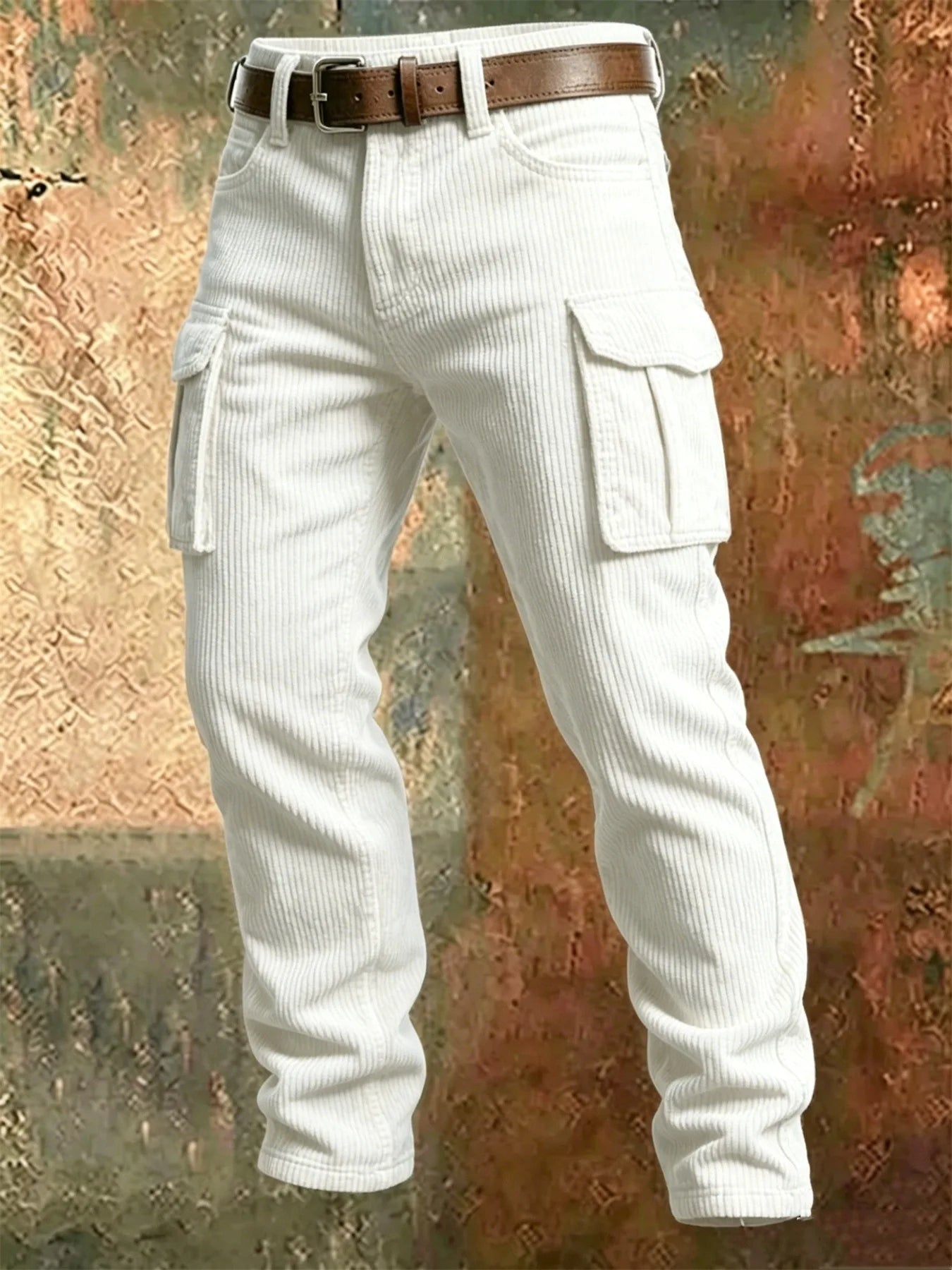 Spring Summer Stylish Straight Cargo Pants Men Casual Texture Corduroy Trousers For Men Daily Leisure Loose Pant Streetwear