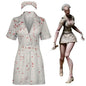 Silent Hill Nurse Cosplay Costume, Womens White Bloodstained Uniform With Belt And Hat, Halloween Fancy Dress For Comic