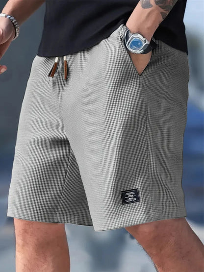Summer Men's Waffle Texture Casual Sports Beach Shorts Quick Dry Trendy Versatile Bermuda Shorts Streetwear Lightweight